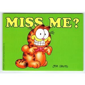 Miss Me Garfield Cat Postcard Jim Davis Comic Orange Tabby Cartoon 1978 Vintage